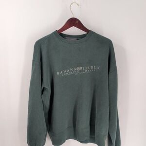 Vintage Banana Republic Crew Neck Classic Pullover Sweatshirt Dark Green Size L
